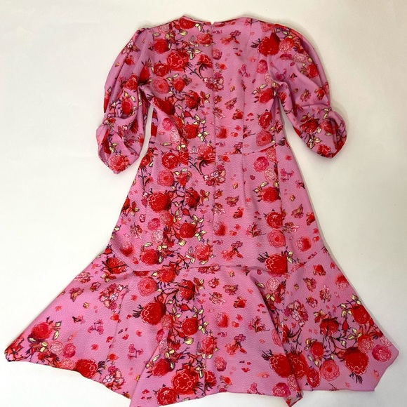 PETER PILOTTO Asymetrical Drop Waist Floral Dress Peony Size 8 Handkerchief Hem - Picture 8 of 13